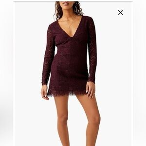 NEW Free People Honey Honey Mini Dress Lace Long Sleeve